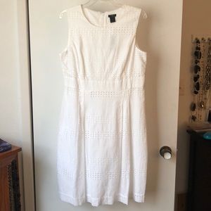 Ann Taylor White Eyelet fully lined dress